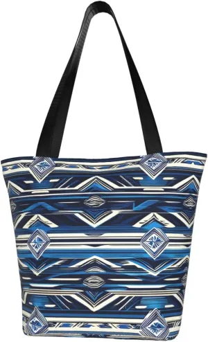 Blue Shining Stars Print Shoulder Tote Bag Women'S Large Size Handbag Casual Tote Shopping Bag For Women