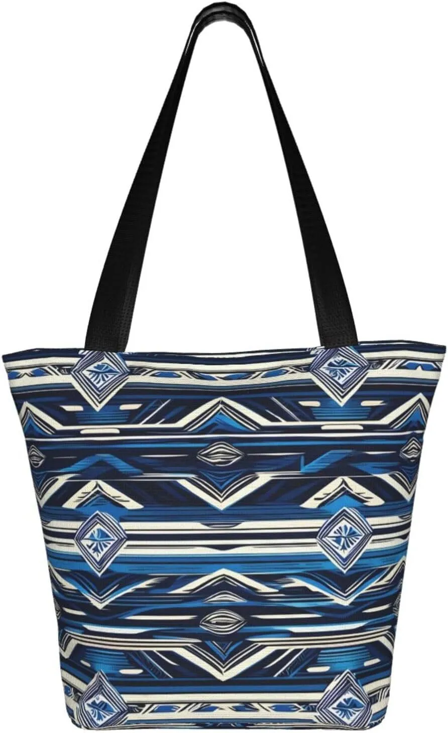 Blue Shining Stars Print Shoulder Tote Bag Women'S Large Size Handbag Casual Tote Shopping Bag For Women
