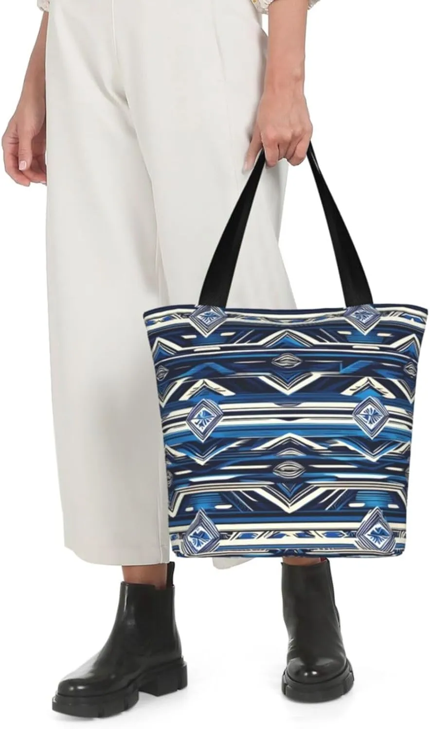Blue Shining Stars Print Shoulder Tote Bag Women'S Large Size Handbag Casual Tote Shopping Bag For Women