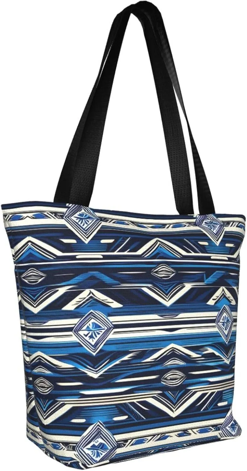 Blue Shining Stars Print Shoulder Tote Bag Women'S Large Size Handbag Casual Tote Shopping Bag For Women