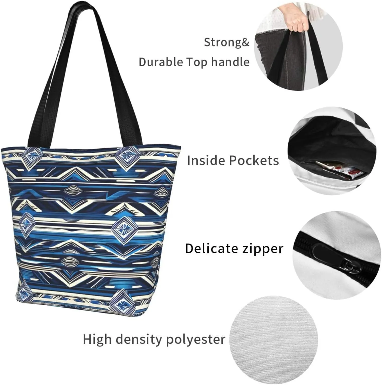 Blue Shining Stars Print Shoulder Tote Bag Women'S Large Size Handbag Casual Tote Shopping Bag For Women