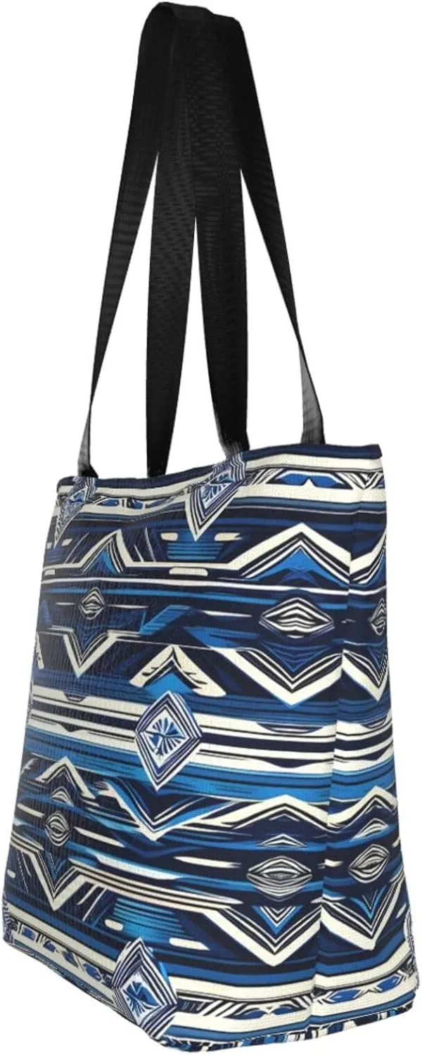 Blue Shining Stars Print Shoulder Tote Bag Women'S Large Size Handbag Casual Tote Shopping Bag For Women