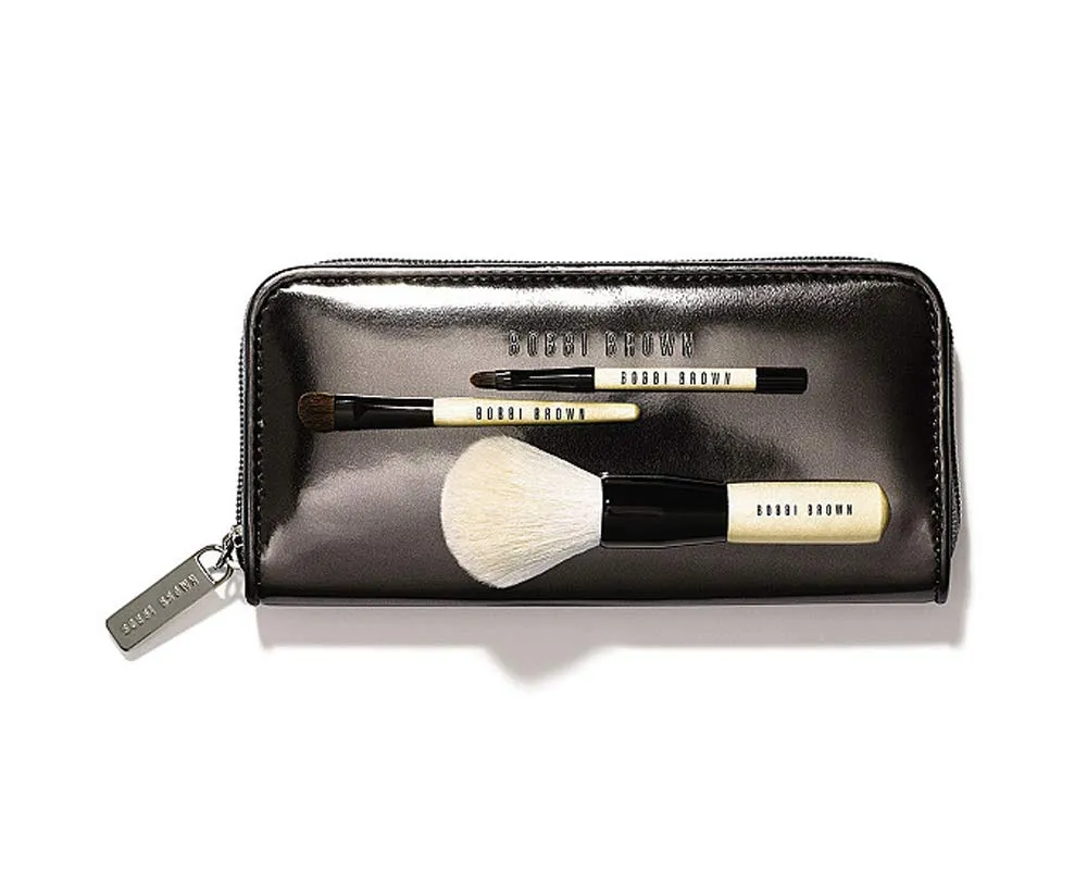Bobbi Brown Chrome 3-piece Mini Brush Set with Case( De Princeaux Chrome)