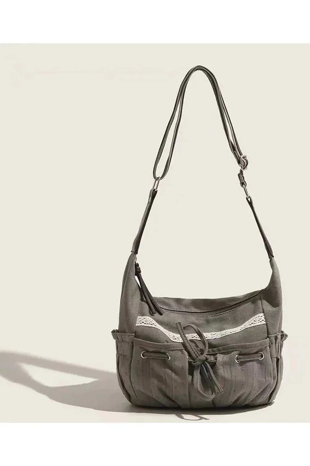 Boho Lace-Trim Hobo Bag