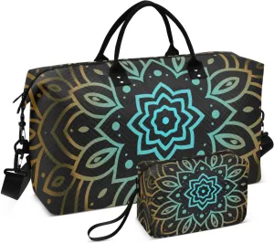 Bolaz Duffle Bag for Travel-Blue Gold Floral Pattern， Easy Update Large Magnectic Sticker Refrigerator Magnets Decor Wash Machine Magnet Decals23"x26"