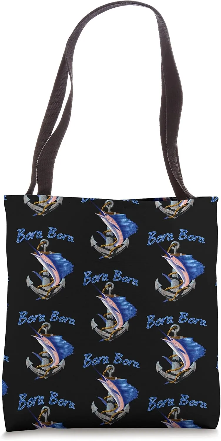 Bora Bora Swordfish Marlin Sailfish Deep Sea Fishing Anchor Tote Bag