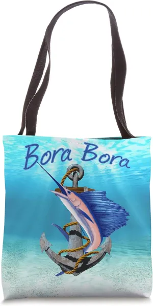 Bora Bora Swordfish Marlin Sailfish Deep Sea Fishing Anchor Tote Bag