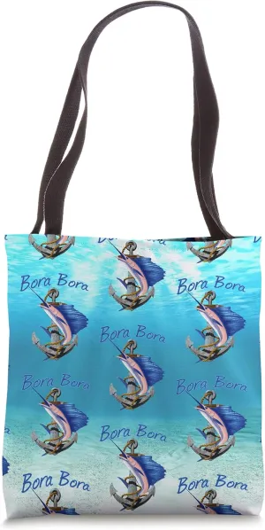 Bora Bora Swordfish Marlin Sailfish Deep Sea Fishing Anchor Tote Bag
