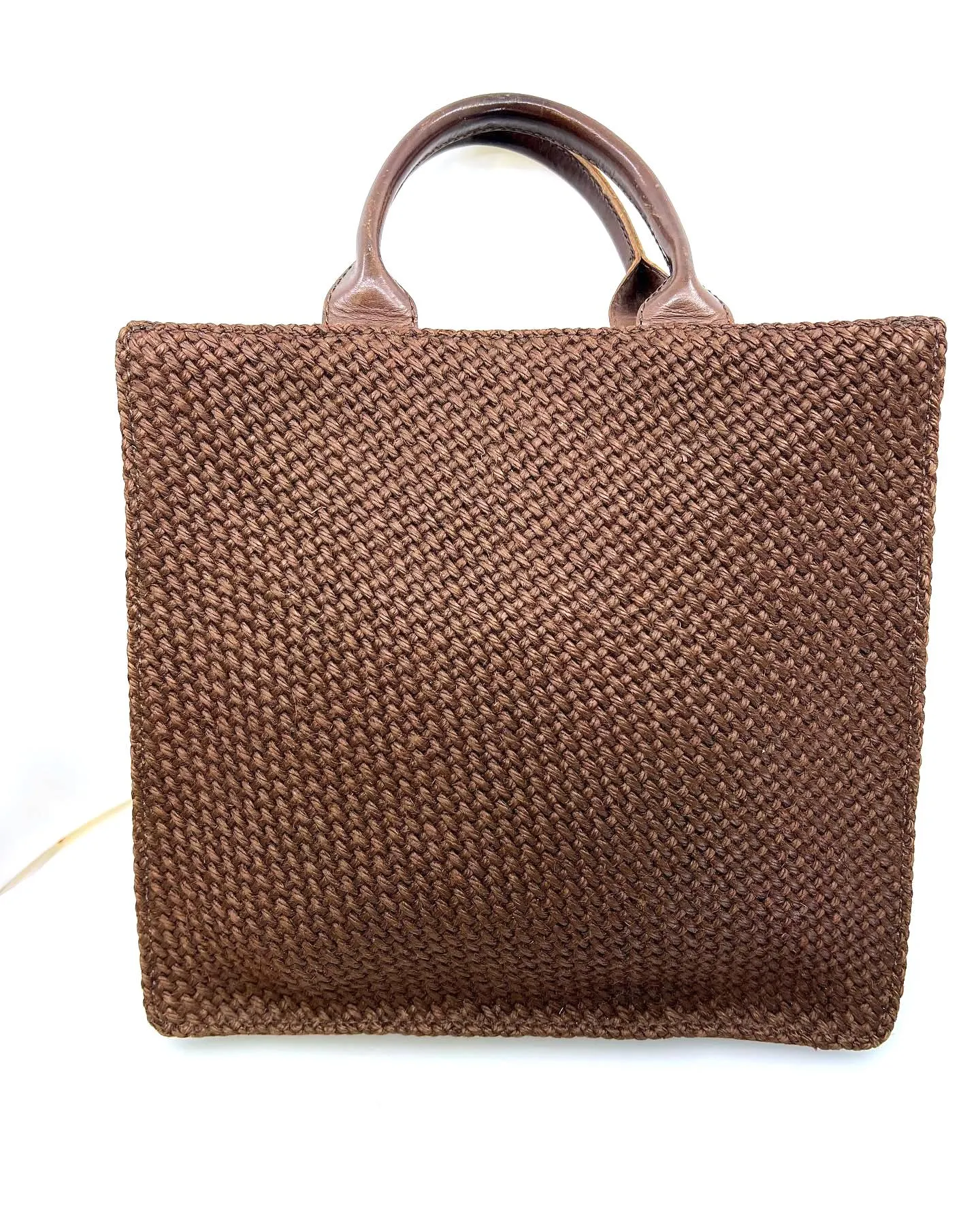 BOTTEGA VENETA WOVEN LEATHER JUTE TOTE BAG