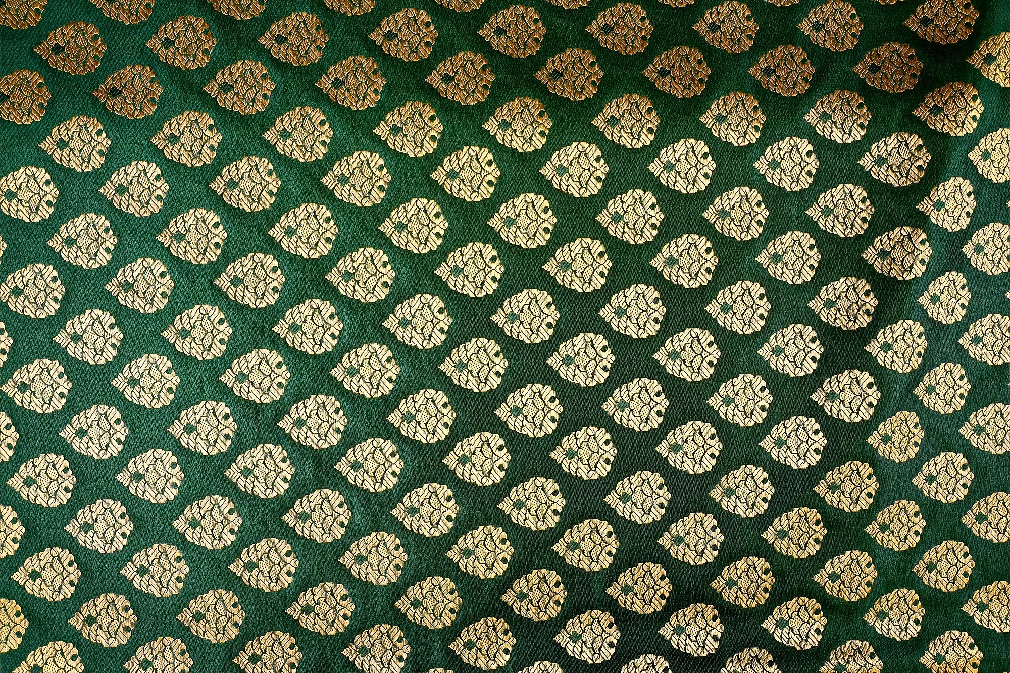 Bottle Green Banarasi Brocade with Beautiful Golden  Traditional Handloom