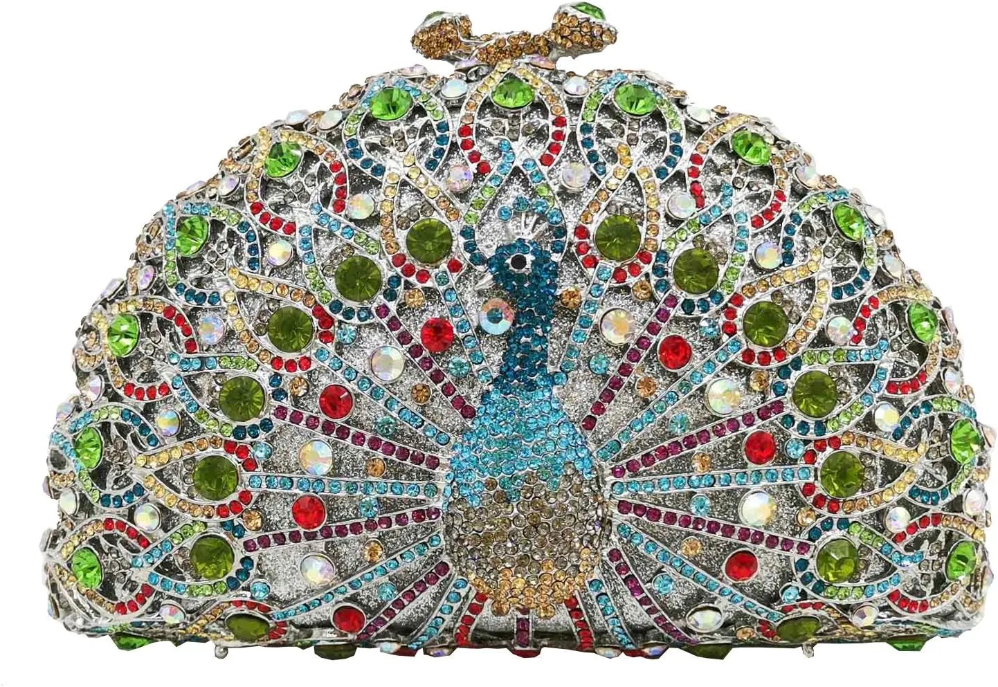 Boutique De FGG Peacock Clutch Bag Women Crystal Evening Handbags Bridal Wedding Rhinestone Clutch Purse Party Prom Bag,Mini