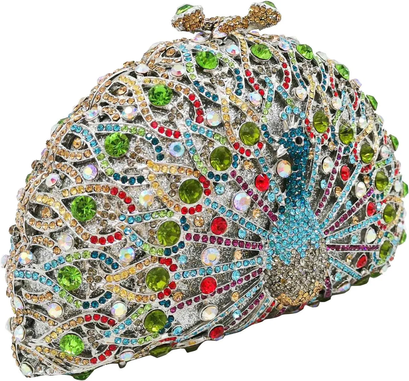 Boutique De FGG Peacock Clutch Bag Women Crystal Evening Handbags Bridal Wedding Rhinestone Clutch Purse Party Prom Bag,Mini