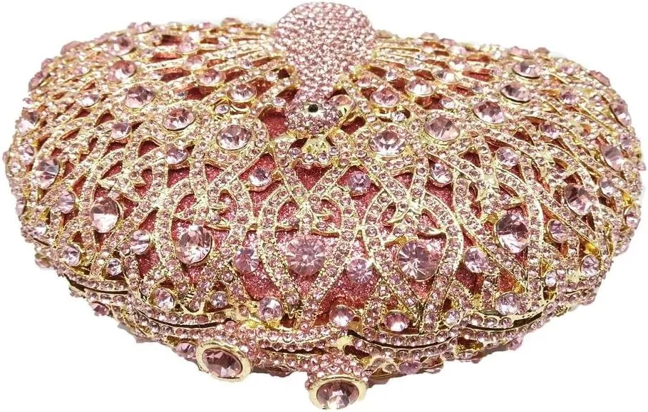 Boutique De FGG Peacock Clutch Bag Women Crystal Evening Handbags Bridal Wedding Rhinestone Clutch Purse Party Prom Bag,Mini