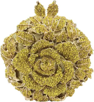 Boutique De FGG Round Rose Flower Crystal Clutch Purses for Women Formal Evening Bags Wedding Clutch Bag Party Handbags,Mini