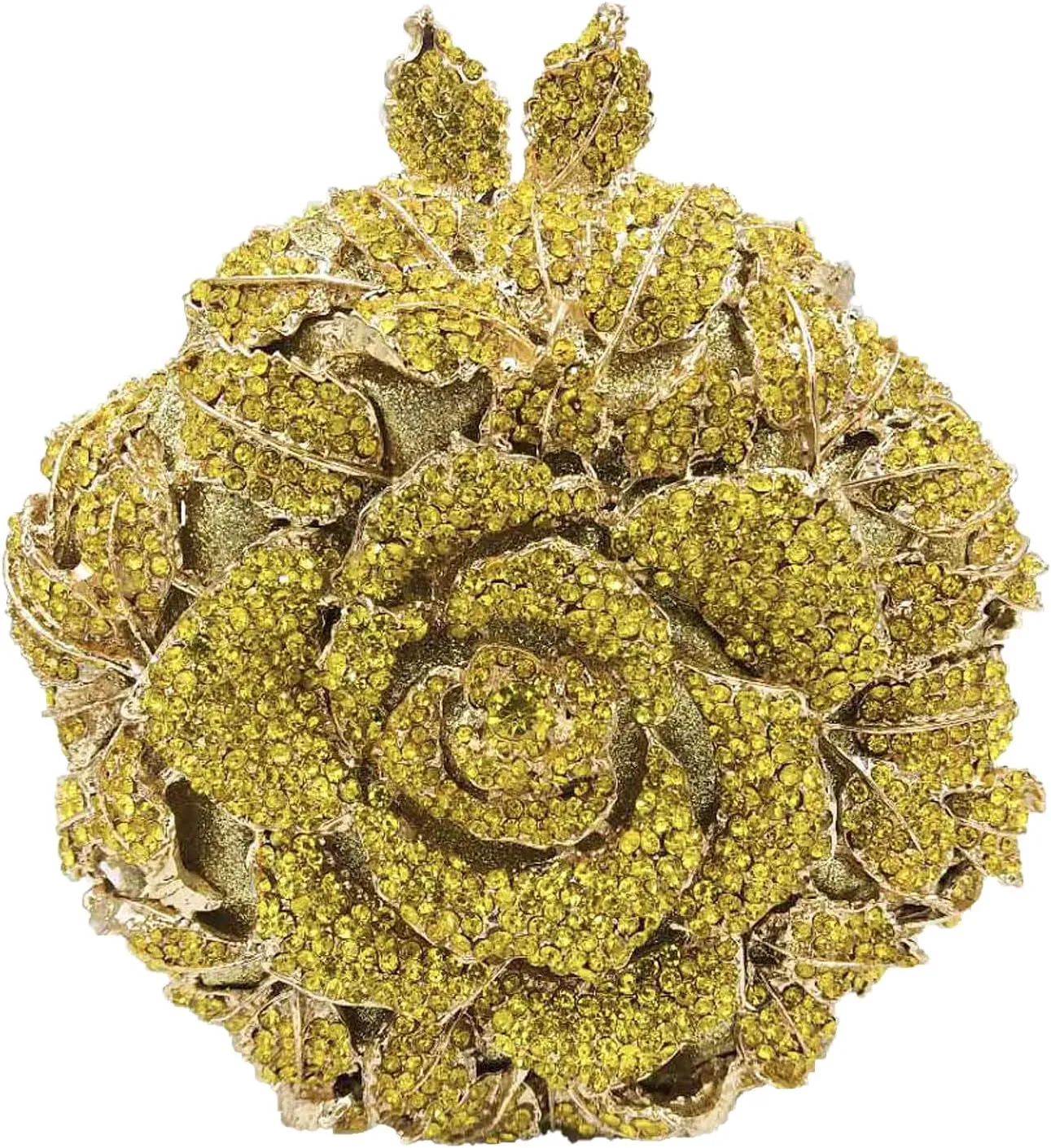 Boutique De FGG Round Rose Flower Crystal Clutch Purses for Women Formal Evening Bags Wedding Clutch Bag Party Handbags,Mini