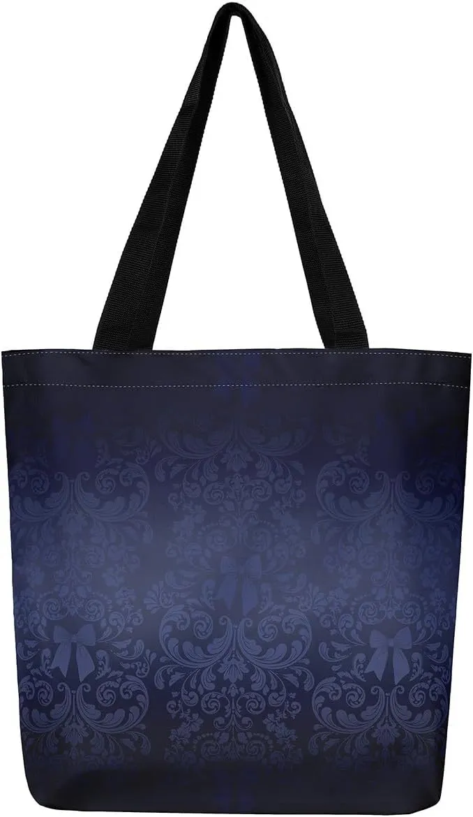 Bow Knot Canvas Tote Bag for Women,Antique Victorian Damask Bowknot Travel Toiletry Bag