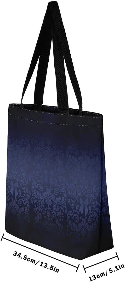 Bow Knot Canvas Tote Bag for Women,Antique Victorian Damask Bowknot Travel Toiletry Bag