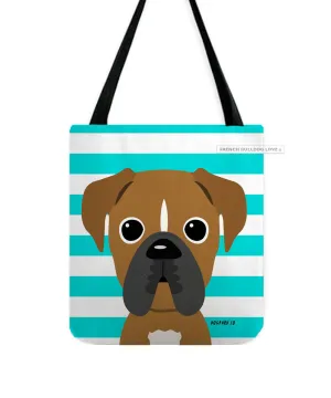 Boxer Tote Bag - Fawn w/ White Stripe
