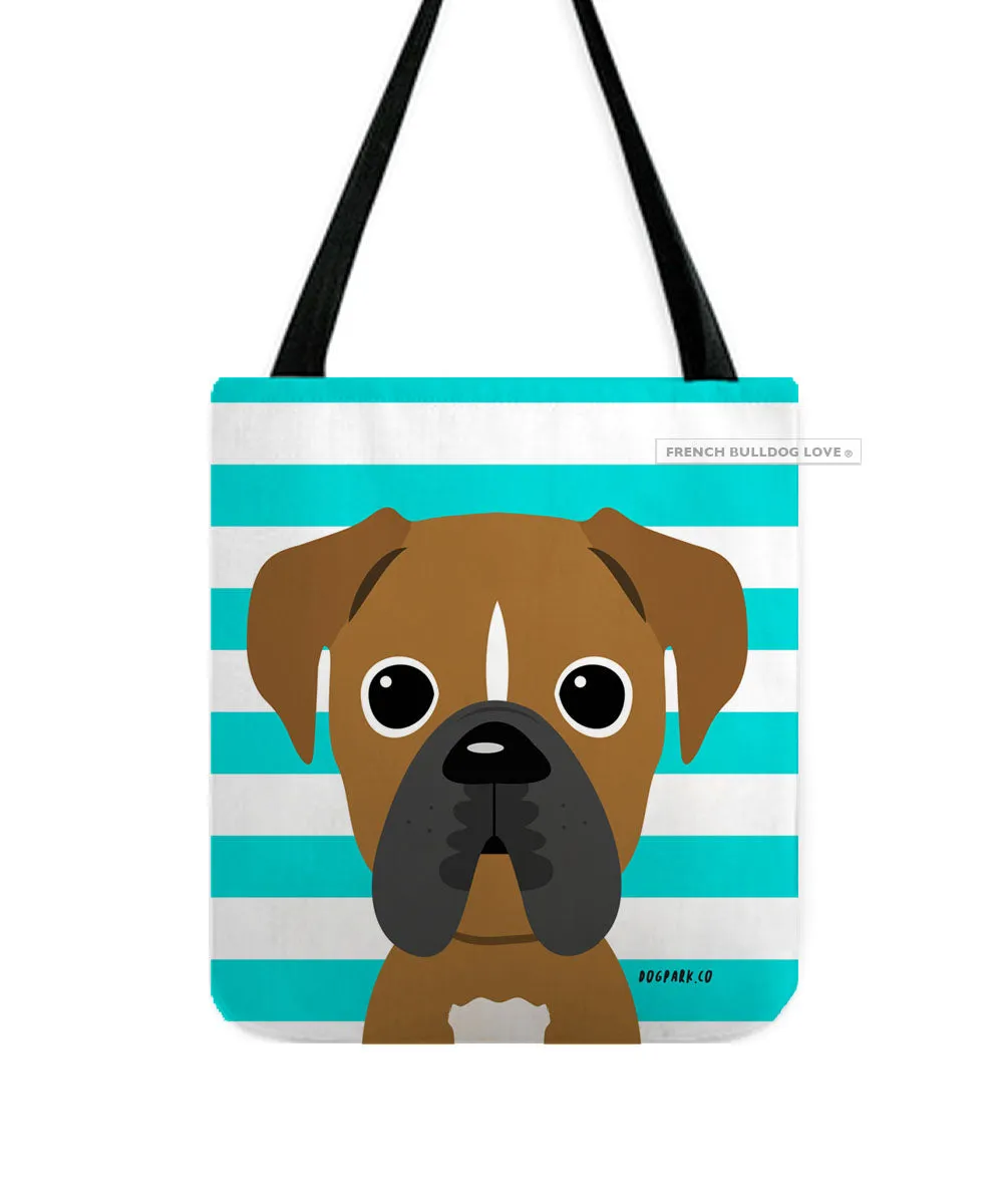 Boxer Tote Bag - Fawn w/ White Stripe