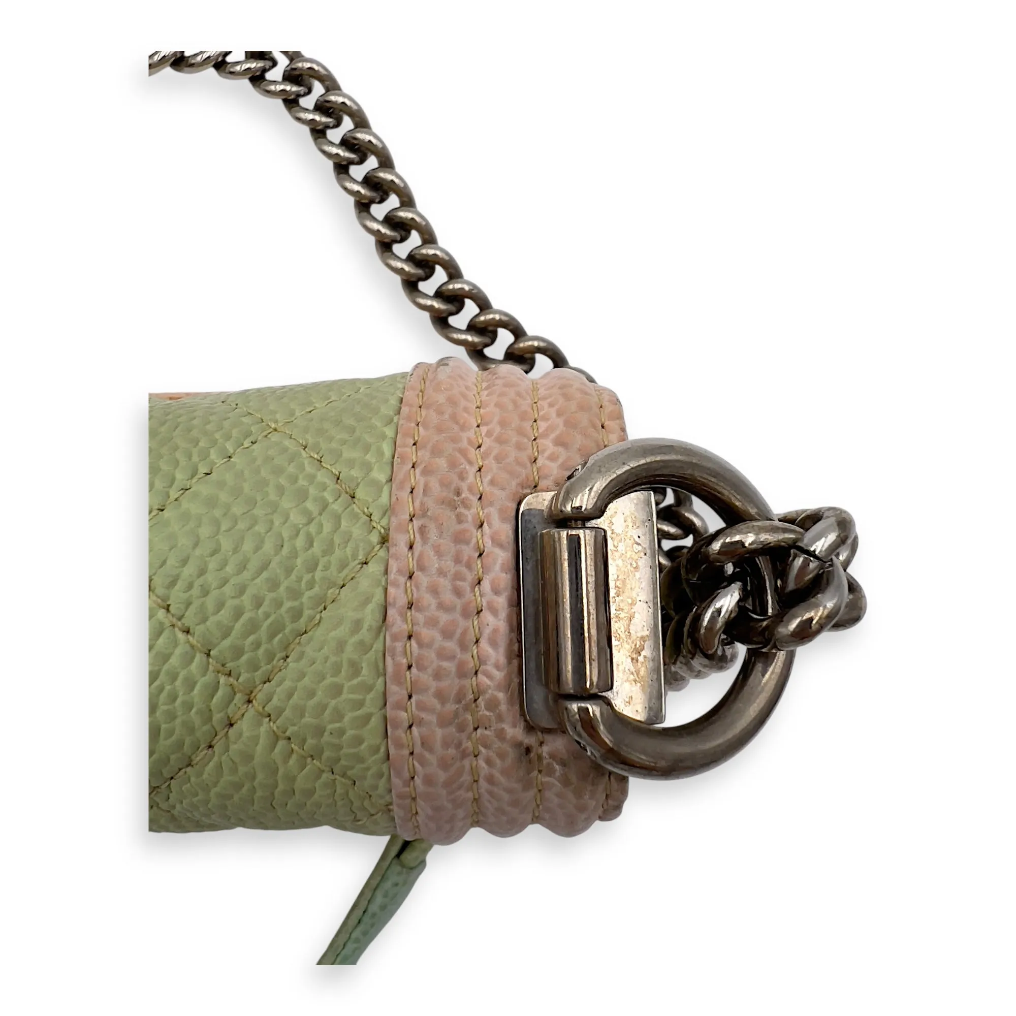 Boy Mini Multi-colour Shoulder Bag in Caviar Leather, Silver hardware