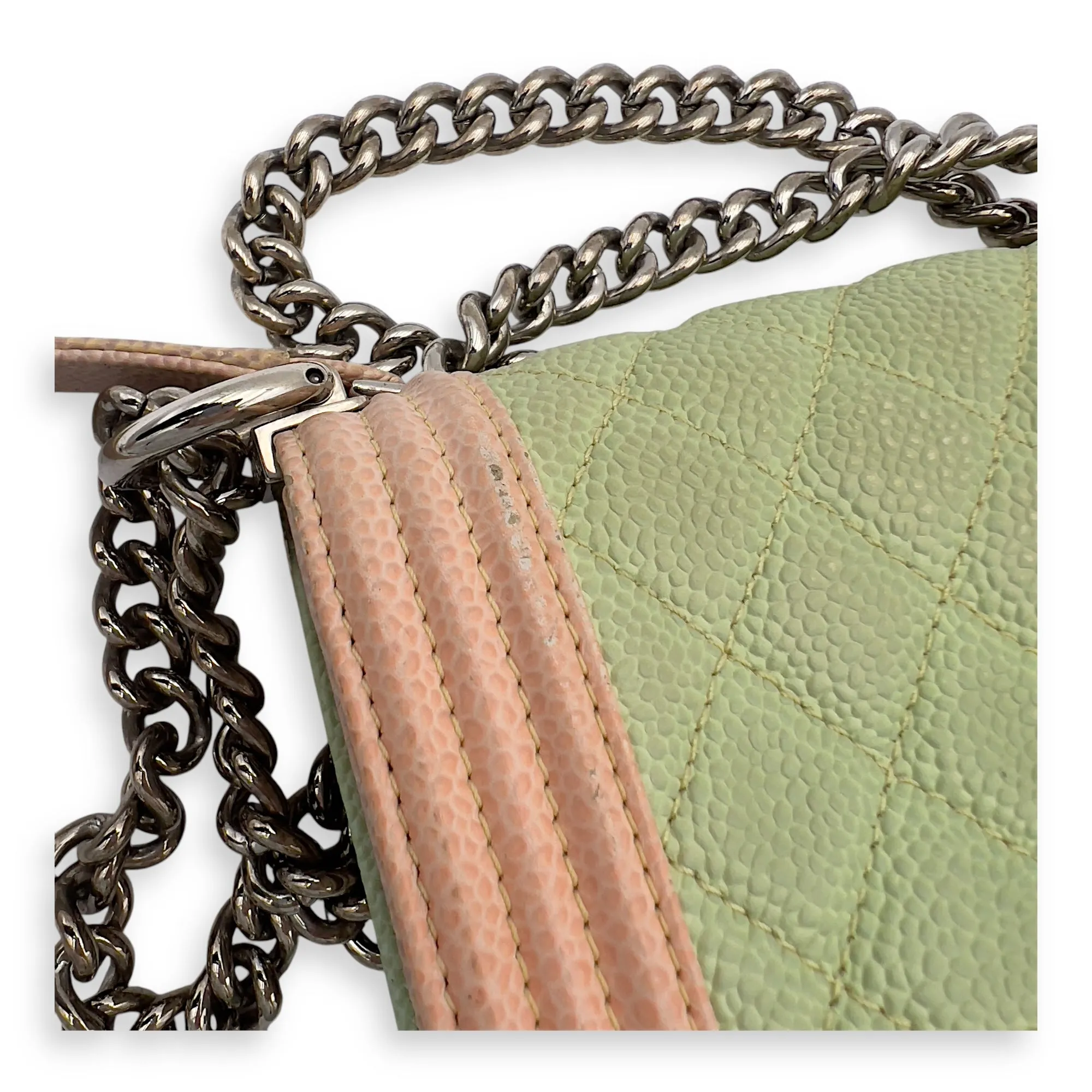 Boy Mini Multi-colour Shoulder Bag in Caviar Leather, Silver hardware