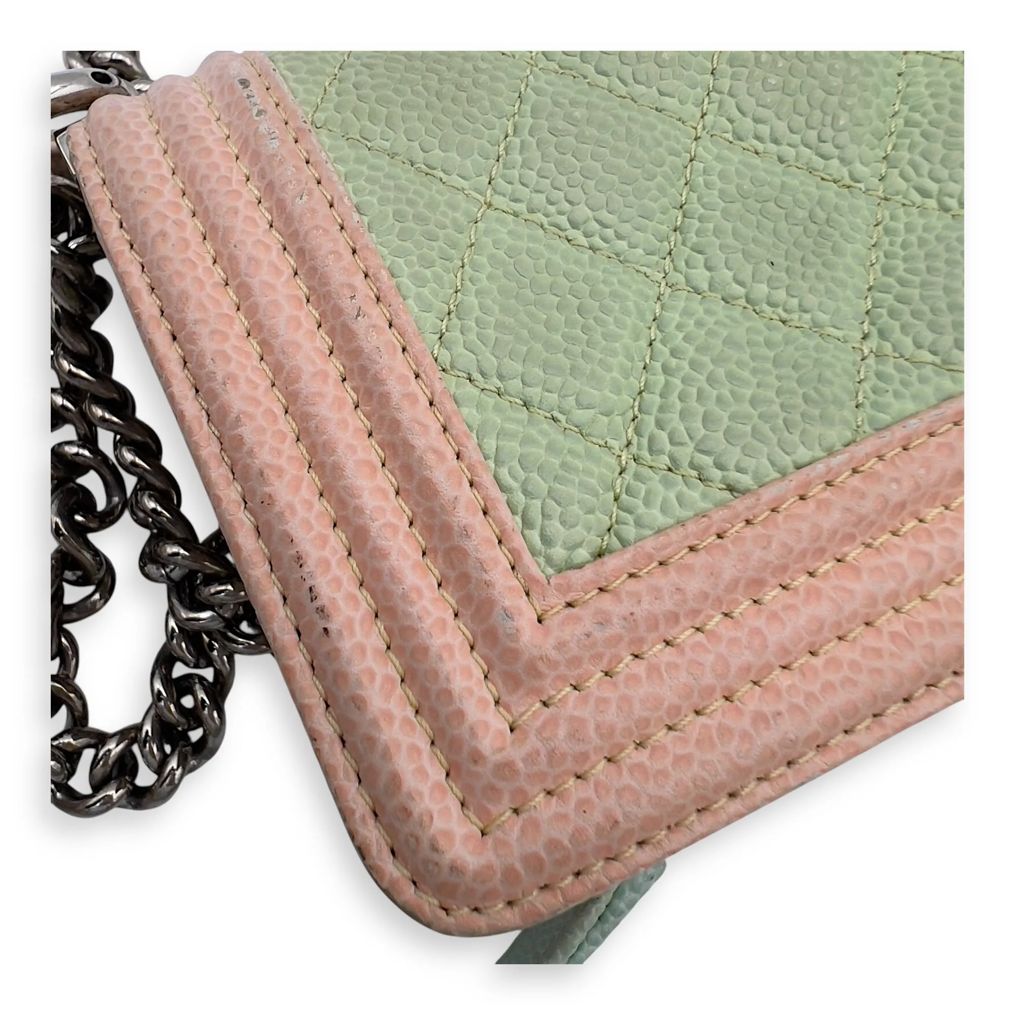 Boy Mini Multi-colour Shoulder Bag in Caviar Leather, Silver hardware