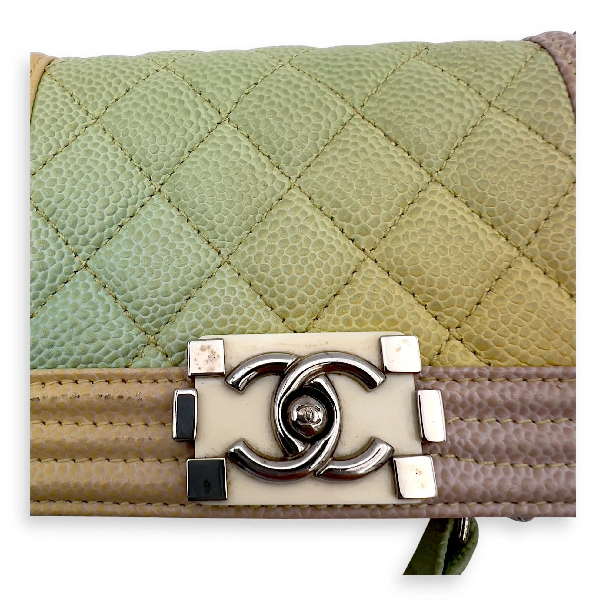 Boy Mini Multi-colour Shoulder Bag in Caviar Leather, Silver hardware