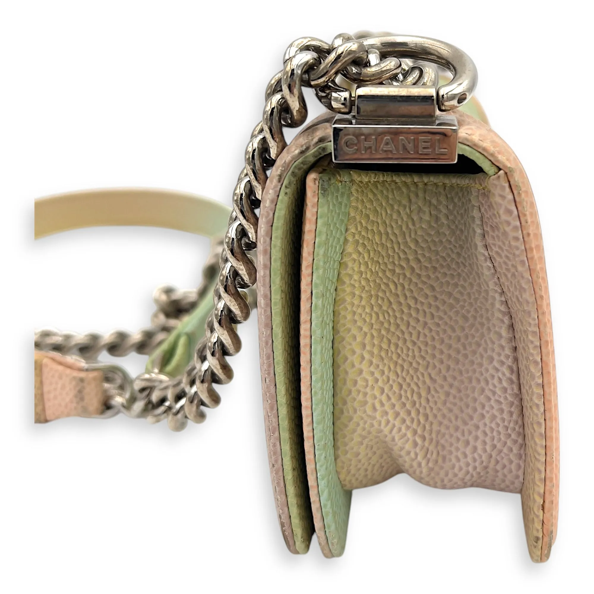 Boy Mini Multi-colour Shoulder Bag in Caviar Leather, Silver hardware