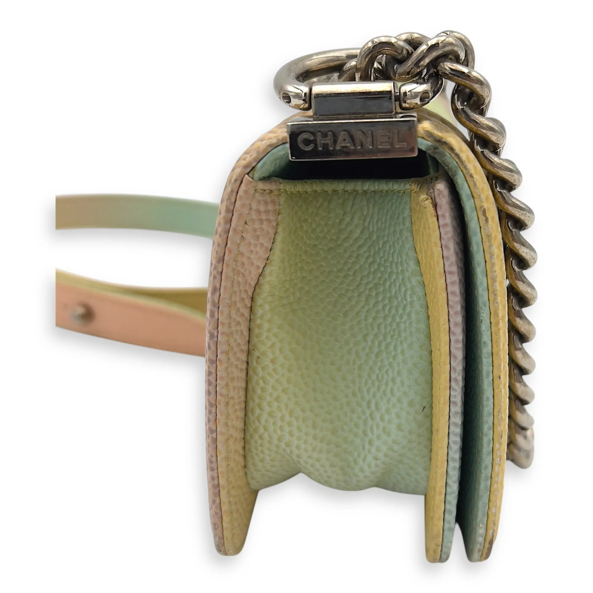 Boy Mini Multi-colour Shoulder Bag in Caviar Leather, Silver hardware