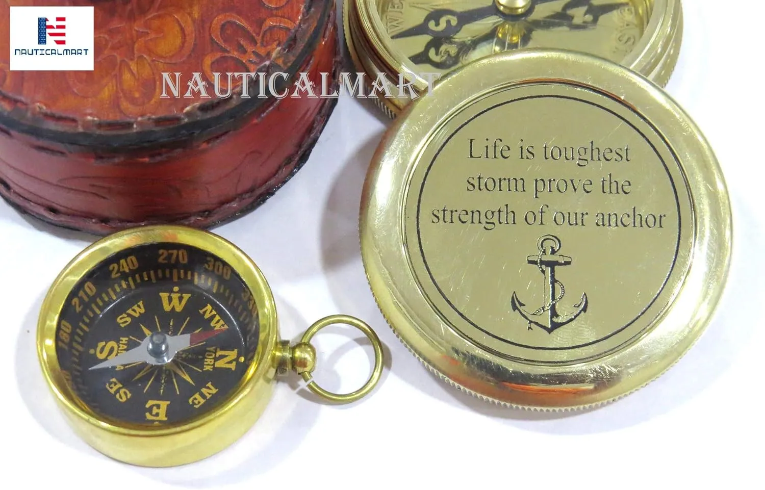 Brass Compass with Mini Pocket Compass Combo Gift