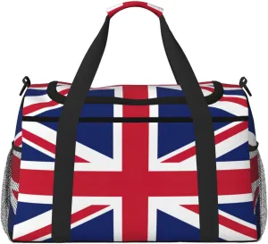 British flag print Large Canvas Travel Duffel Bag Weekender Bags for Women Overnight Bag Carry On Tote Bag