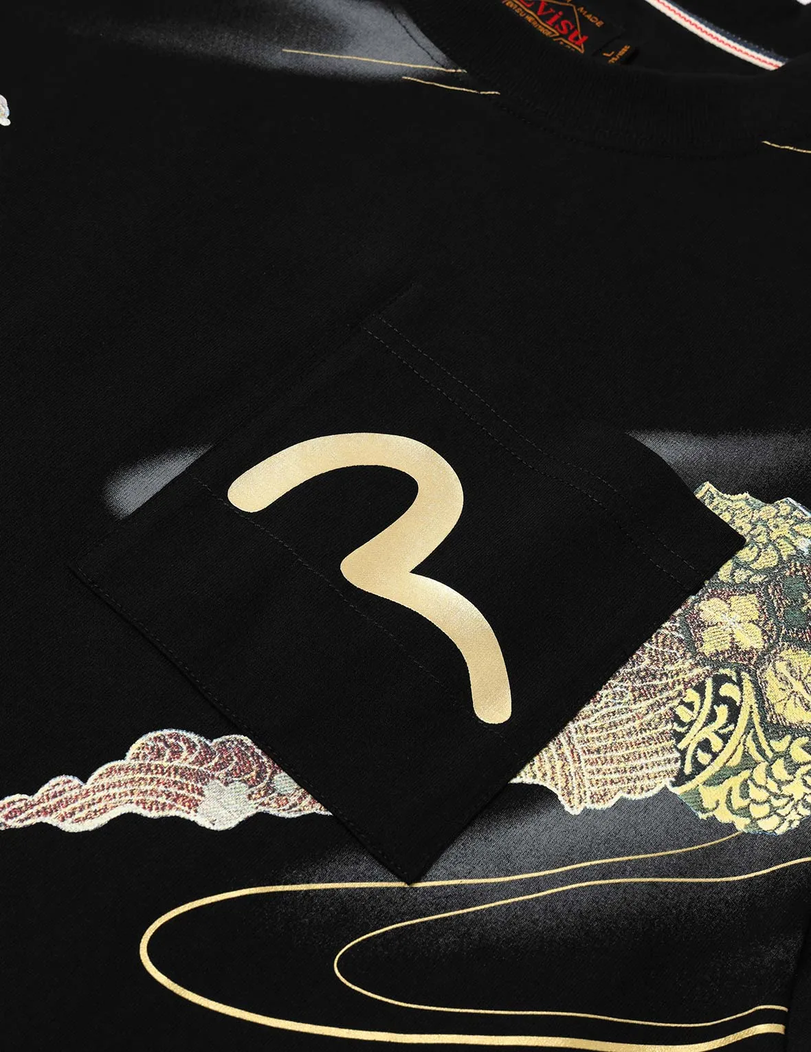 Brocade Kamon and Allover Print Relax Fit T-Shirt