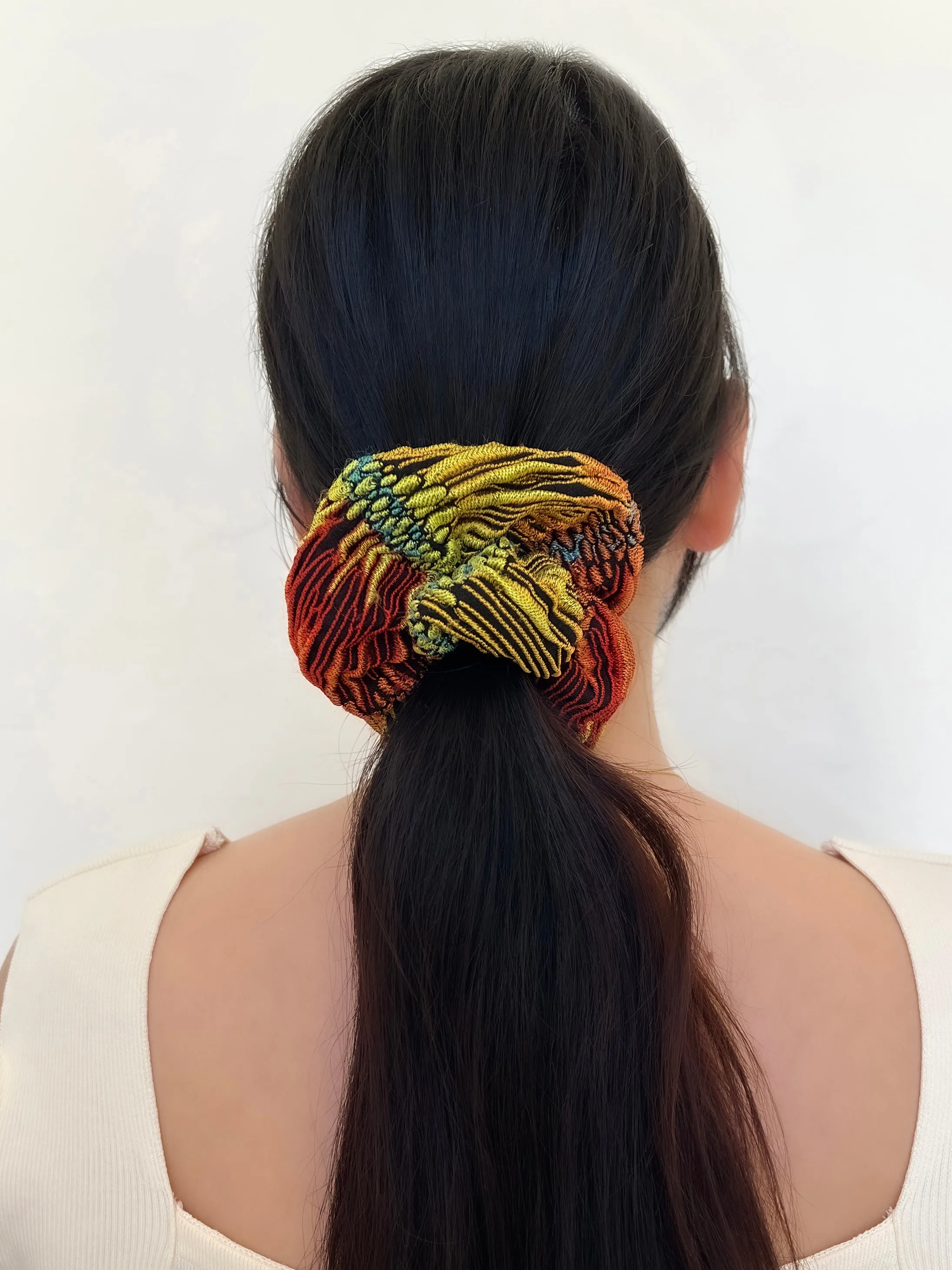 Brocade Medium Orange Scrunchie