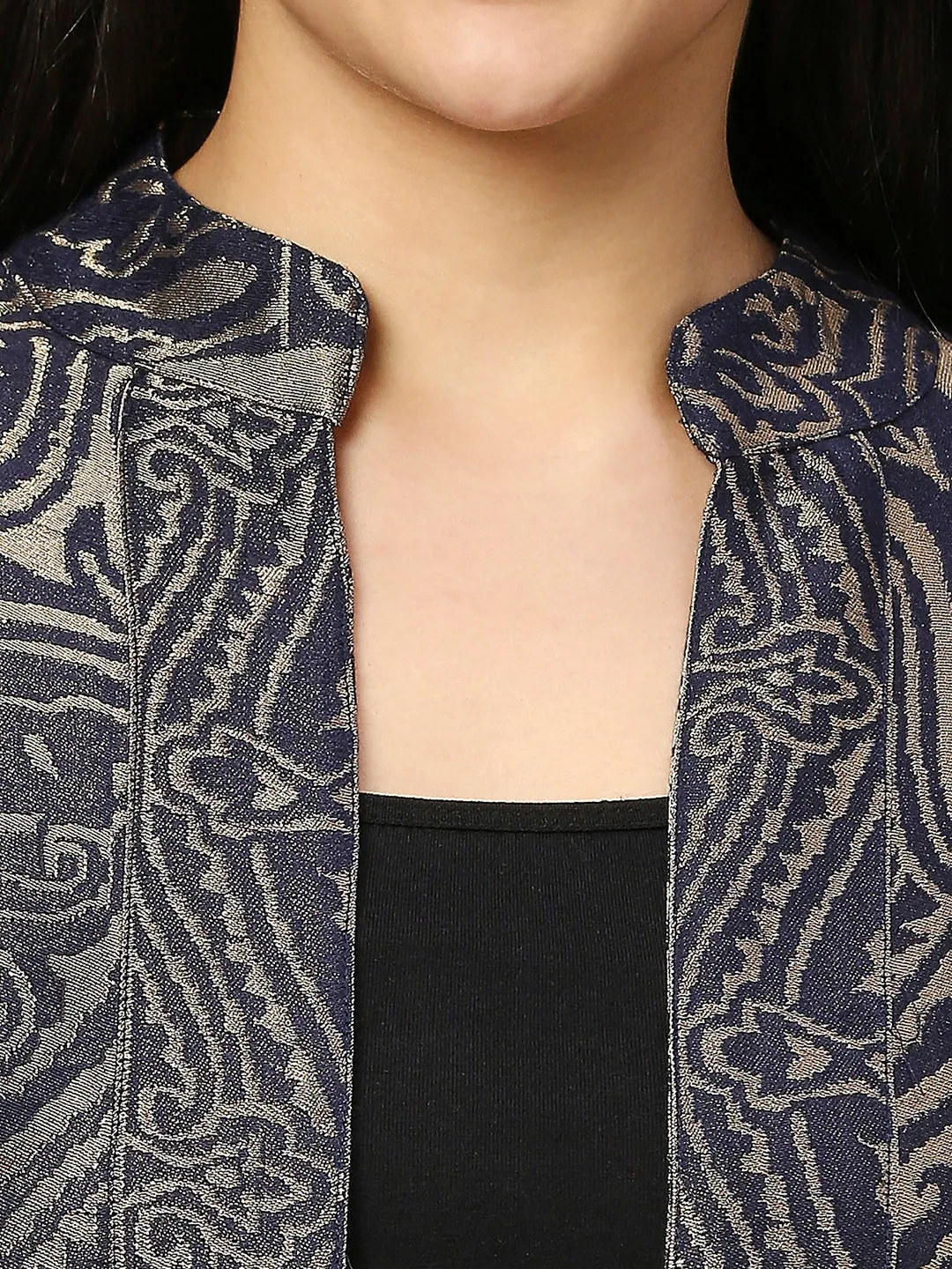 Brocade Navy Enlarged Paisley Design kimono