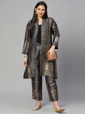 Brocade Navy Enlarged Paisley Design kimono