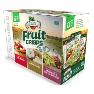 Brothers All Natural Freeze Dried Fruit Crisps, Variety Pack, 12 Single Serve Bags, Fuji Apple, Asian Pear, Banana Strawberry, Made with 100% Fruit, Gluten Free, Soy Free, Vegan, Heathy Snack