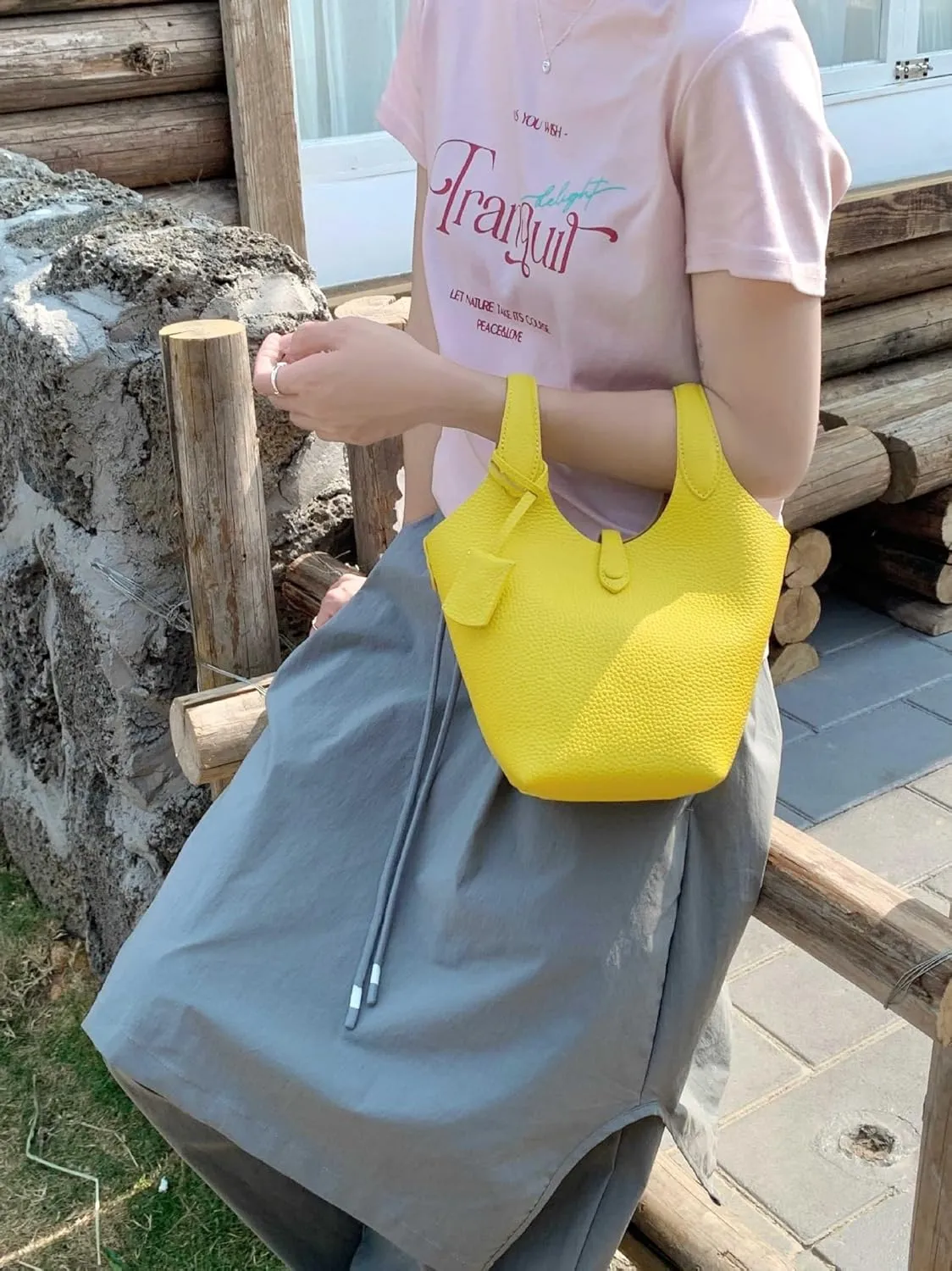 Bucket Bags for Women Designer Handbag Vegan Leather Mini Tote Bag Top Handle Crossbody Purse