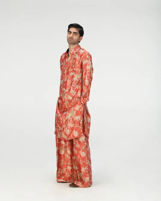 Bullet Kurta Silk Brocade Red