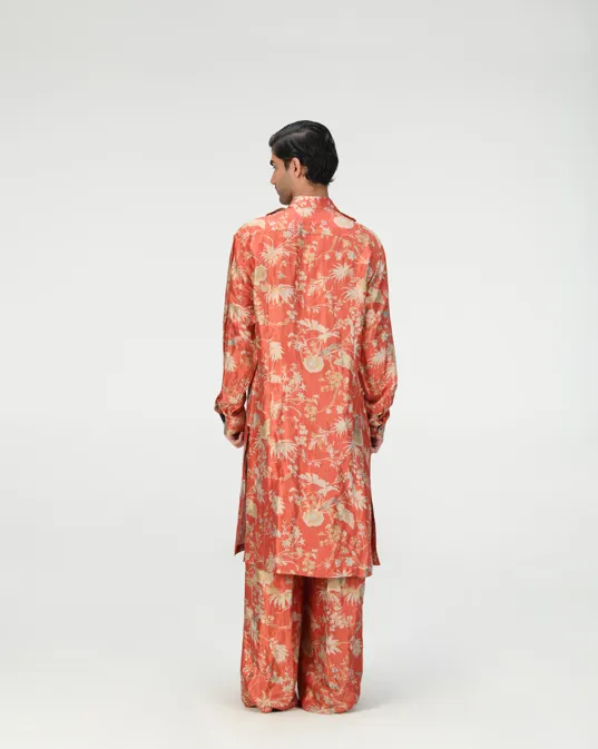Bullet Kurta Silk Brocade Red