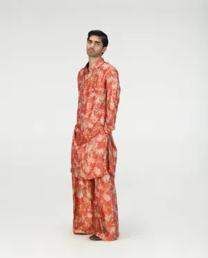 Bullet Kurta Silk Brocade Red