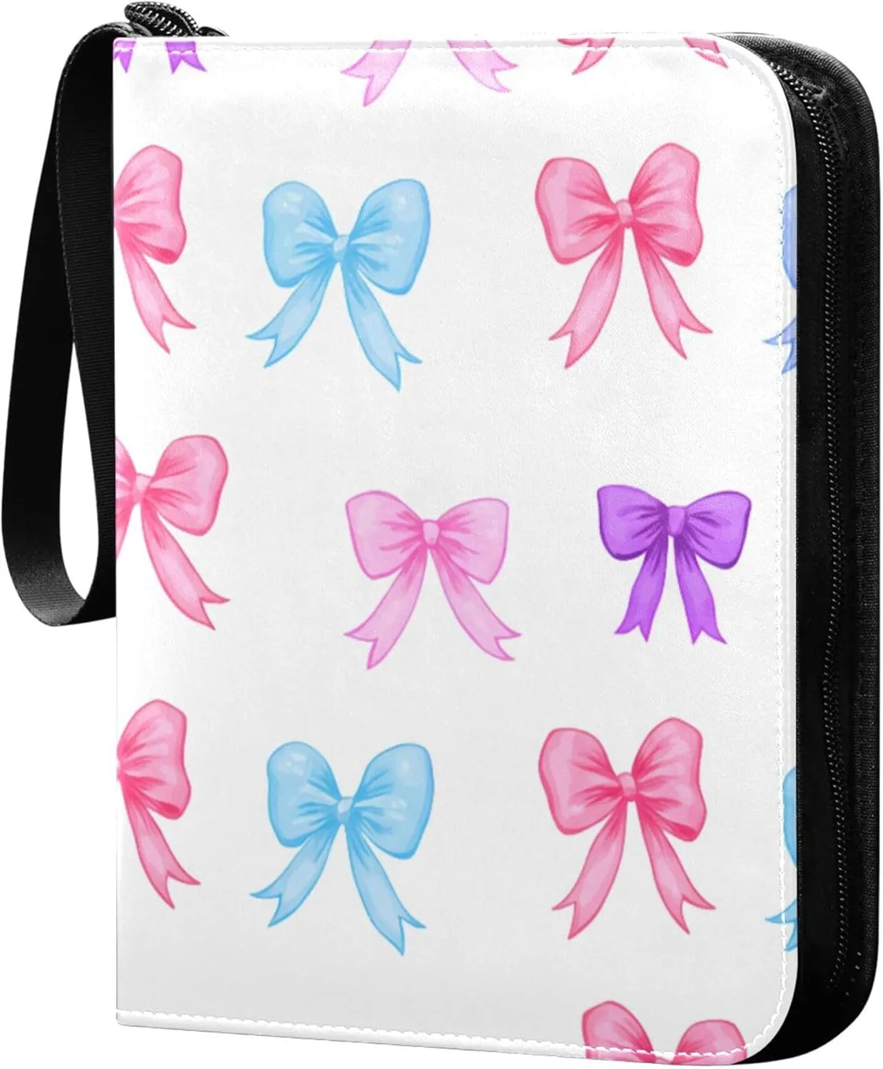 Burbuja Colorful Bows Card Binder, 4 Pockets Trading Card Binder, Portable Card Albums Fits 400 Cards with 50 Removable Sleeves for Sport Cards Game Cards