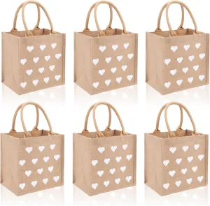 Burlap Tote Bags with Handles Reusable Jute Gift Bags for Valentine's Mother's Day Wedding Bridesmaid Beach Party
