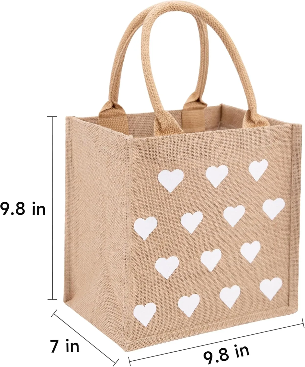 Burlap Tote Bags with Handles Reusable Jute Gift Bags for Valentine's Mother's Day Wedding Bridesmaid Beach Party