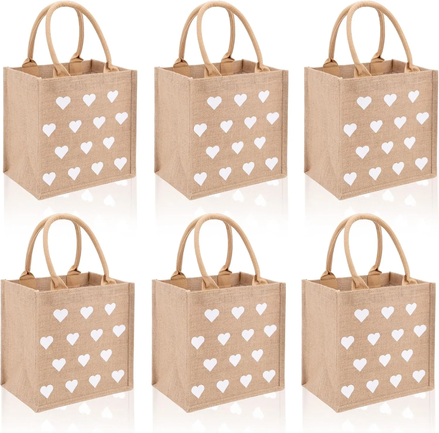 Burlap Tote Bags with Handles Reusable Jute Gift Bags for Valentine's Mother's Day Wedding Bridesmaid Beach Party