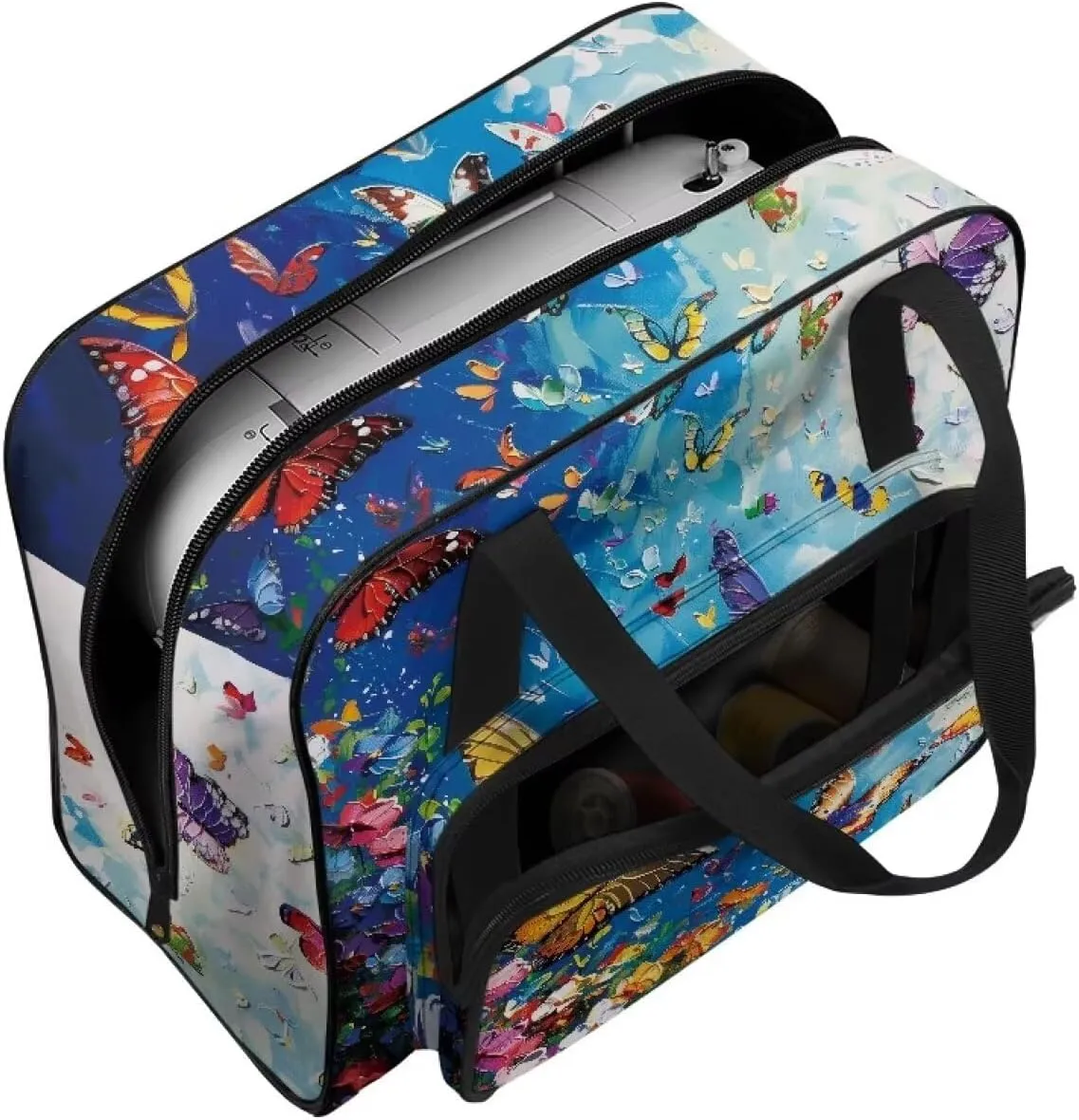 Butterflies Sewing Machine Case with Padding Pad, Travel Case for Sewing Machine and Accessories (Fit for Most Standard Sewing Machines)(Bag Only)