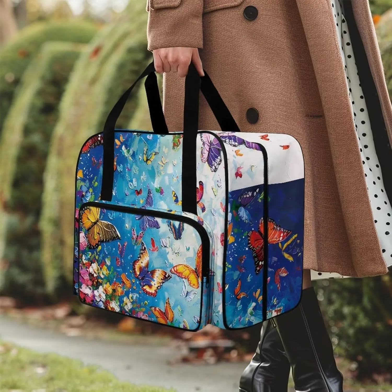 Butterflies Sewing Machine Case with Padding Pad, Travel Case for Sewing Machine and Accessories (Fit for Most Standard Sewing Machines)(Bag Only)