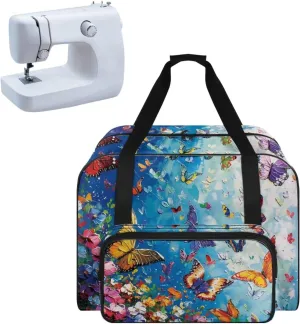 Butterflies Sewing Machine Case with Padding Pad, Travel Case for Sewing Machine and Accessories (Fit for Most Standard Sewing Machines)(Bag Only)