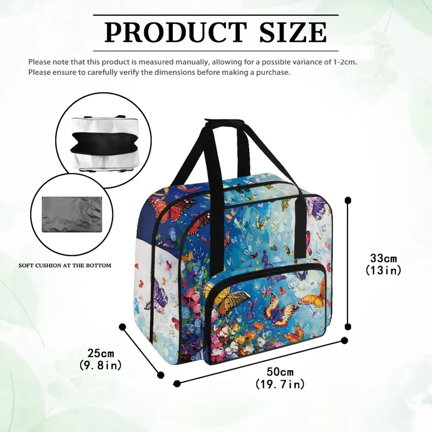 Butterflies Sewing Machine Case with Padding Pad, Travel Case for Sewing Machine and Accessories (Fit for Most Standard Sewing Machines)(Bag Only)