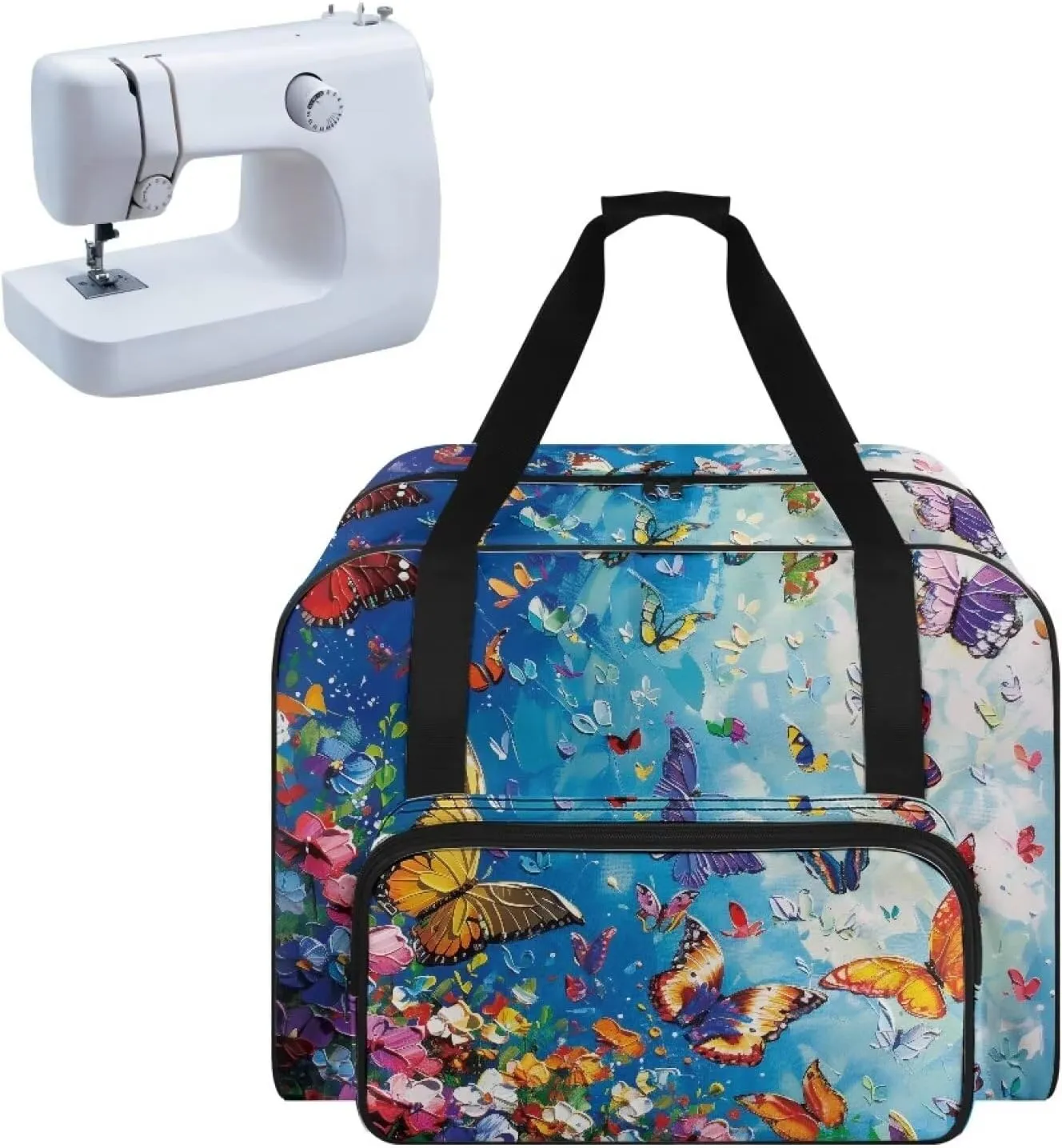 Butterflies Sewing Machine Case with Padding Pad, Travel Case for Sewing Machine and Accessories (Fit for Most Standard Sewing Machines)(Bag Only)