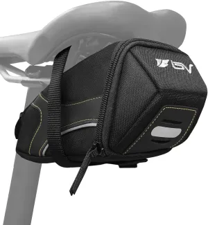 BV Strap-On Bike Bag with Reflective Material - Capacious Saddle Bag with Seperate Divider for Small Items & Room for All Your Essentials - Bike Pouch with Taillight Hanger for Maximum Safety